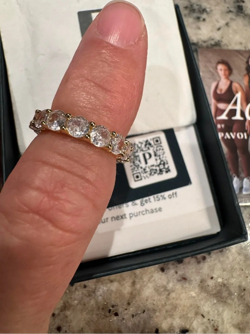 PAVOI Gold toned Eternity Ring with Clear Cubic Zirconia - Timeless Sparkle 5.5